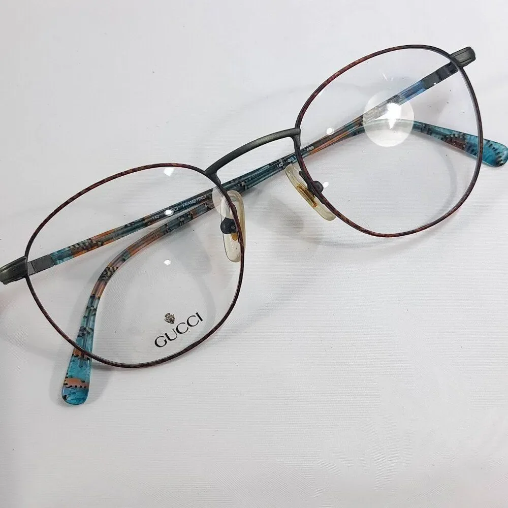 Gucci GG 1241 FB9 eyeglasses frame 50-20-140 blue brown round women's glasses